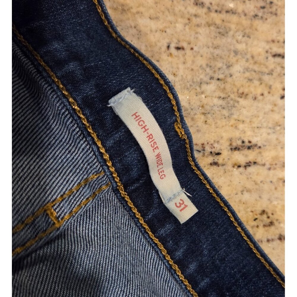 Levis High Rise Wide Leg Stretch Jeans Womens 31 *Back Hem Distress* Skater - Picture 12 of 16